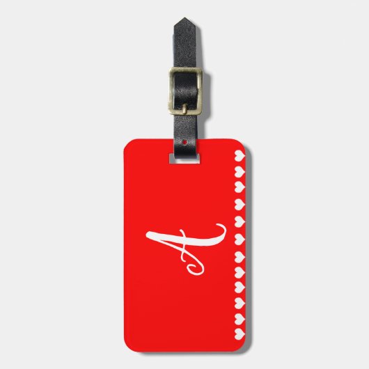 Rood en wit Initiaal Bagagelabel (Voorkant verticaal)