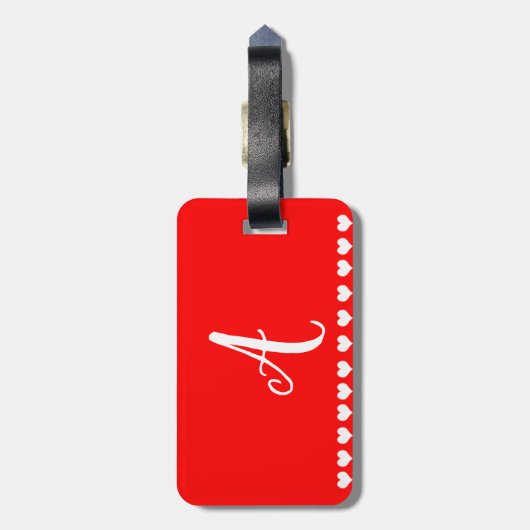 Rood en wit Initiaal Bagagelabel (Achterkant verticaal)
