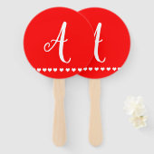 Rood en wit Initiaal Handje Fan Handwaaier (Voorkant en achterkant)