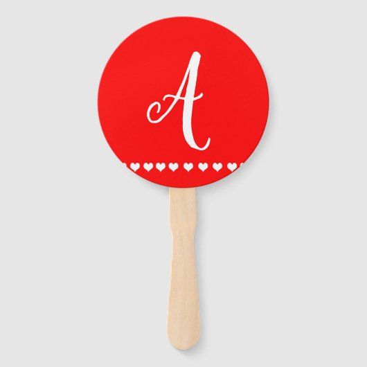 Rood en wit Initiaal Handje Fan Handwaaier (Voorkant)