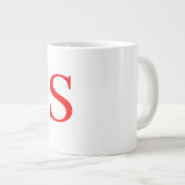 Rood en wit Initiaal Letter Monogrammed Plain Grote Koffiekop (Voorkant rechts)