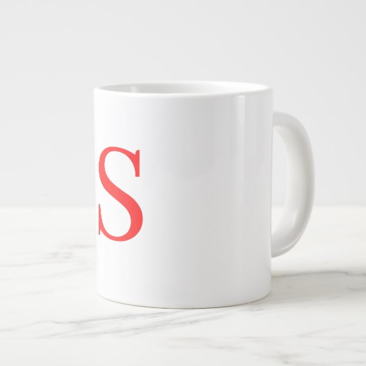 Rood en wit Initiaal Letter Monogrammed Plain Grote Koffiekop (Voorkant rechts)