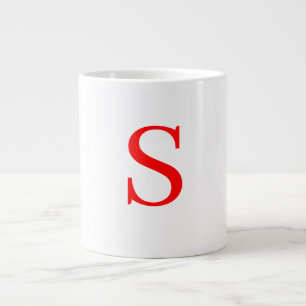 Rood en wit Initiaal Letter Monogrammed Plain Grote Koffiekop