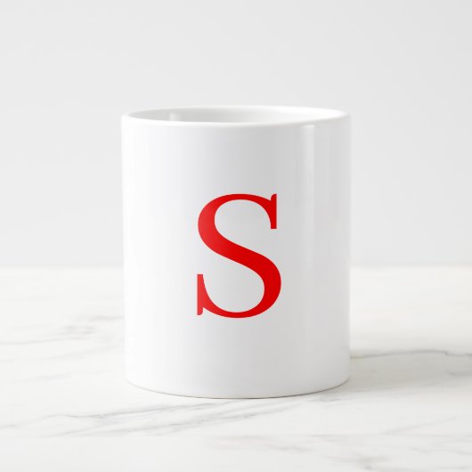 Rood en wit Initiaal Letter Monogrammed Plain Grote Koffiekop (Voorkant)