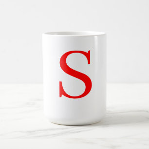 Rood en wit Initiaal Letter Monogrammed Plain Koffiemok