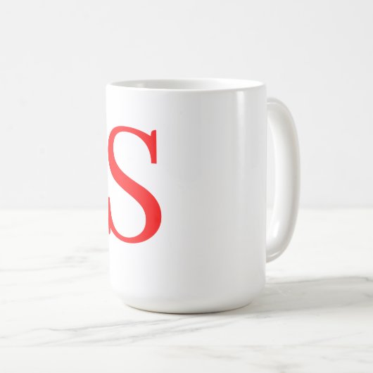 Rood en wit Initiaal Letter Monogrammed Plain Koffiemok (Voorkant rechts)