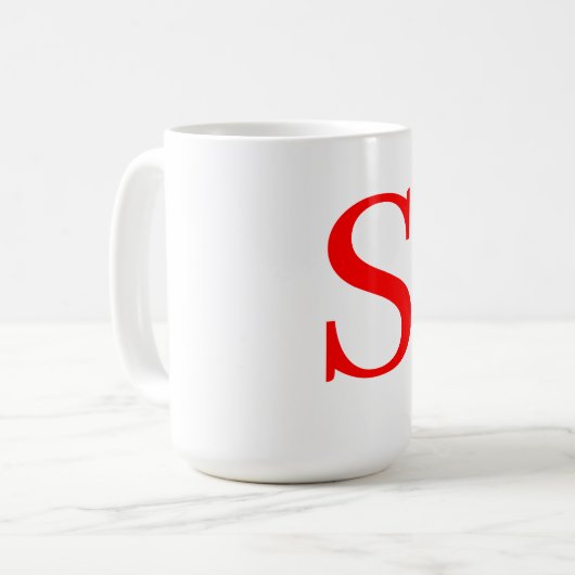 Rood en wit Initiaal Letter Monogrammed Plain Koffiemok (Voorkant links)