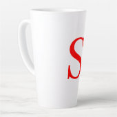 Rood en wit Initiaal Letter Monogrammed Plain Latte Mok (Linkerhoek)