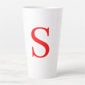 Rood en wit Initiaal Letter Monogrammed Plain Latte Mok (Voorkant)