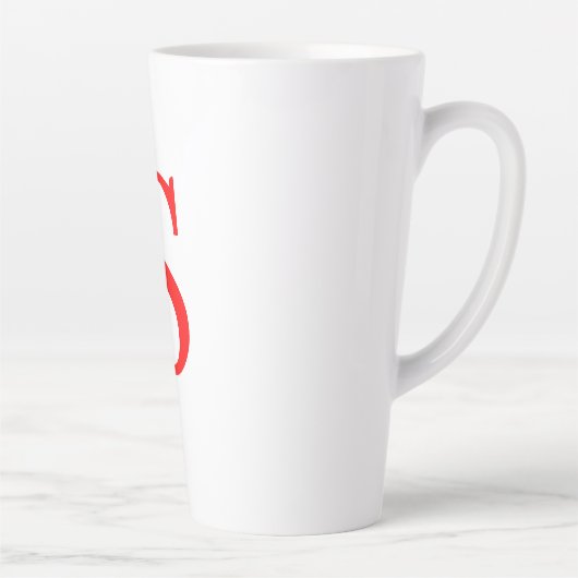 Rood en wit Initiaal Letter Monogrammed Plain Latte Mok (Rechts)