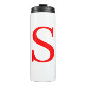 Rood en wit Initiaal Letter Monogrammed Plain Thermosbeker (Voorkant)