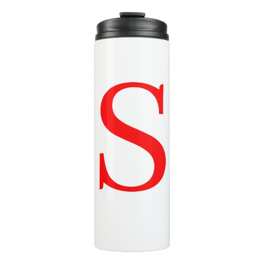 Rood en wit Initiaal Letter Monogrammed Plain Thermosbeker (Voorkant)