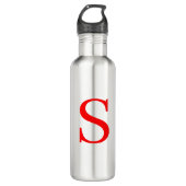 Rood en wit Initiaal Letter Monogrammed Plain Waterfles (Voorkant)