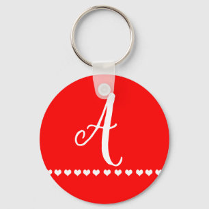 Rood en wit Initiaal Sleutelhanger