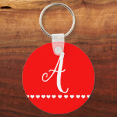 Rood en wit Initiaal Sleutelhanger (Voorkant)