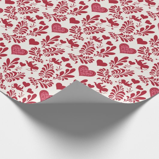 Rood en wit inpakpapier voor liefhebbers geschenke (Hoek)