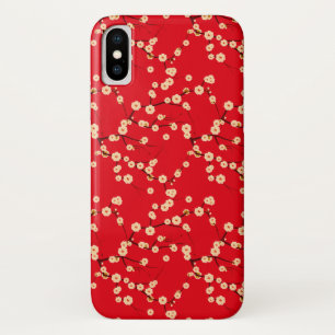 Rood en wit Japans Cherry Blossom Pattern iPhone X Hoesje