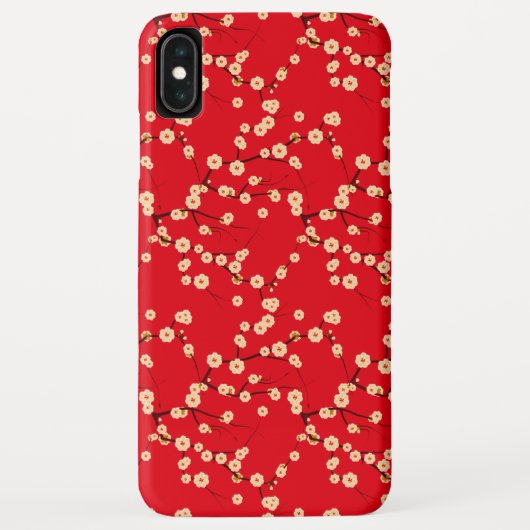 Rood en Wit Japans Kersenbloesempatroon Case-Mate iPhone Case (Achterkant)