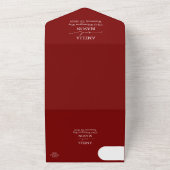 Rood en wit kalligrafie script bruiloft all in one uitnodiging (Buitenkant)