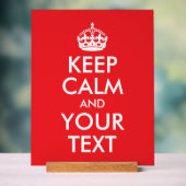 Rood en wit kalm houden en Jouw tekst Acryl Bord (Neutraal)