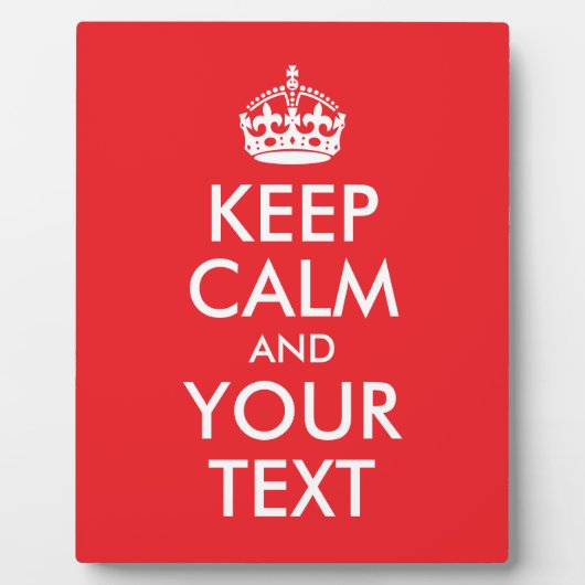 Rood en wit kalm houden en Jouw tekst Fotoplaat (Voorkant)