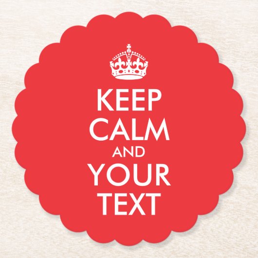 Rood en wit kalm houden en Jouw tekst Kartonnen Onderzetters (Voorkant)