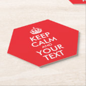 Rood en wit kalm houden en Jouw tekst Kartonnen Onderzetters (Schuin)