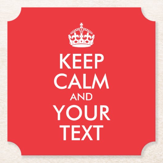 Rood en wit kalm houden en Jouw tekst Kartonnen Onderzetters (Voorkant)