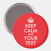 Rood en wit kalm houden en Jouw tekst Magneet (Voorkant / Achterkant)