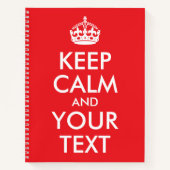 Rood en wit kalm houden en Jouw tekst Notitieboek (Voorkant)