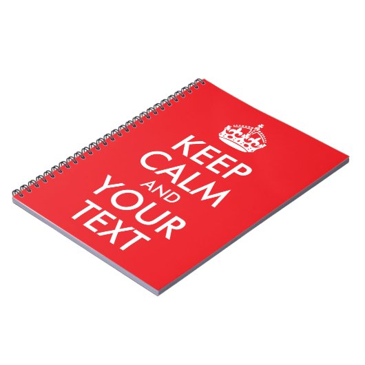 Rood en wit kalm houden en Jouw tekst Notitieboek (Linkerzijde)