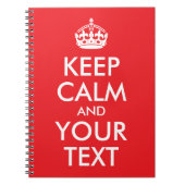 Rood en wit kalm houden en Jouw tekst Notitieboek (Voorkant)