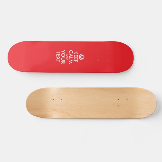 Rood en wit kalm houden en Jouw tekst Persoonlijk Skateboard (Horizontaal)