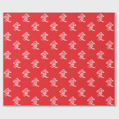 Rood en Wit Kanjiliefdessin Cadeaupapier (Vlak)
