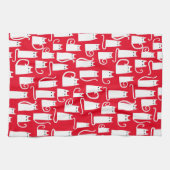 Rood en wit kat patroon theedoek (Horizontaal)