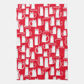 Rood en wit kat patroon theedoek (Verticaal)