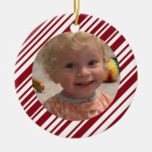 Rood en Wit Keepsake Vakantie Foto Keramisch Ornament (Voorkant)