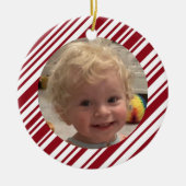 Rood en Wit Keepsake Vakantie Foto Keramisch Ornament (Voorkant)