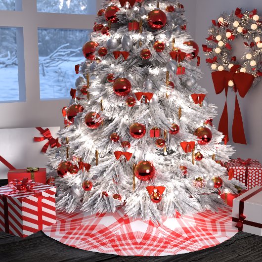 Rood en wit kerst geruit kerstboom rok