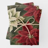  rood en wit kerst Poinsettia Flowers Inpakpapier Vel (In situ)