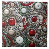 Rood en Wit Kerst Stippen Patroon Tegeltje (Voorkant)