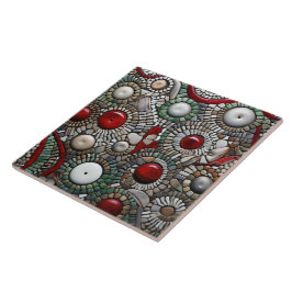 Rood en Wit Kerst Stippen Patroon Tegeltje