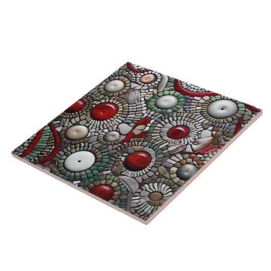 Rood en Wit Kerst Stippen Patroon Tegeltje (Zijkant)