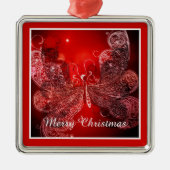 Rood en wit Kerst vlinder Metalen Ornament (Voorkant)