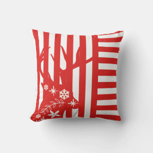 Rood en wit kerstblad met streep kussen