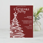 Rood en wit kerstboom feest kaart (Staand voorkant)