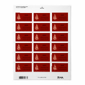 Rood en wit kerstboomruitlabel etiket (Full Sheet)