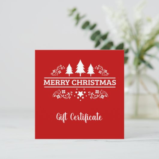 Rood en wit kerstcadeaubon (Staand voorkant)