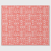 Rood en wit kerstfeest cadeaupapier (Vlak)