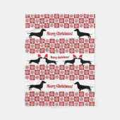 Rood en wit kerstfeest Dachshund Fleece Blanket Deken (Voorkant)
